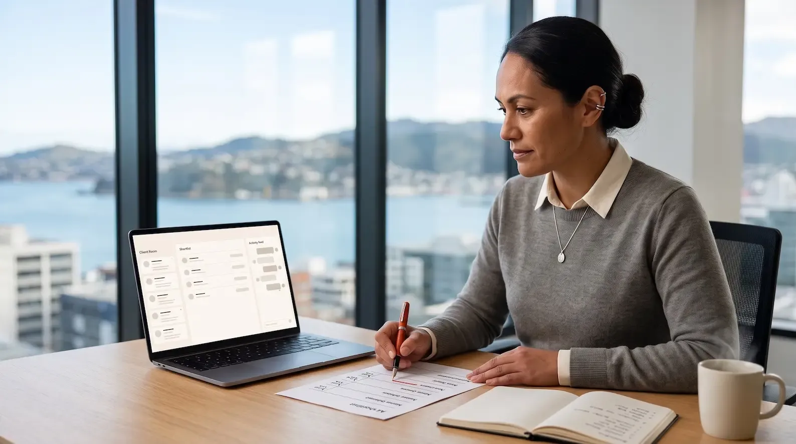 Client Rooms in a recruitment CRM — the Four Collaboration Surfaces that replace the email shortlist thread: single-source shortlist versioning, structured client feedback capture, in-context conversation continuation, and mandate-scoped access control