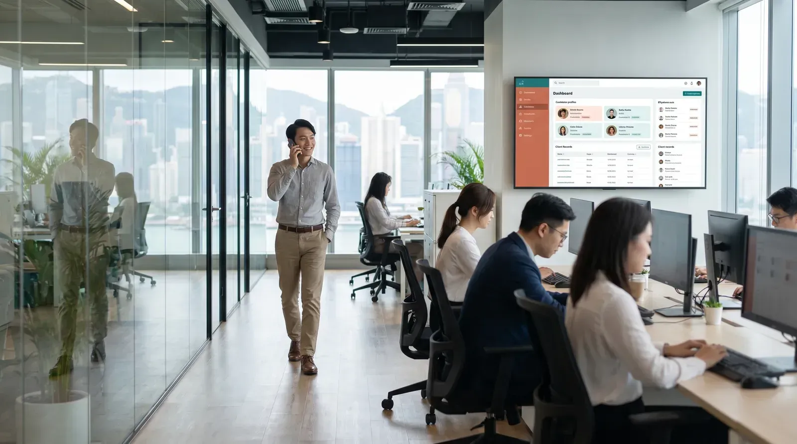 Split-screen illustration comparing an AI-powered CRM with manual data entry on the left and an AI-native CRM with automatic capture on the right