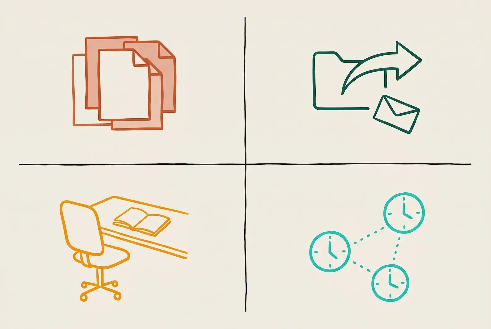A diagram of the four structural costs of the email shortlist thread — version drift, attribution loss, client-side handover loss, async scheduling — compounding across the retained mandate timeline
